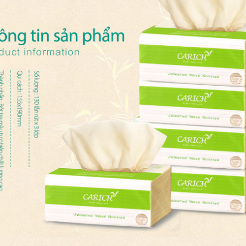 Khăn Giấy Rút Sợi Tre Carich Green Leaf